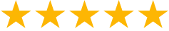 Five gold stars in a row representing a five-star rating for Vibe Dentistry Spring.